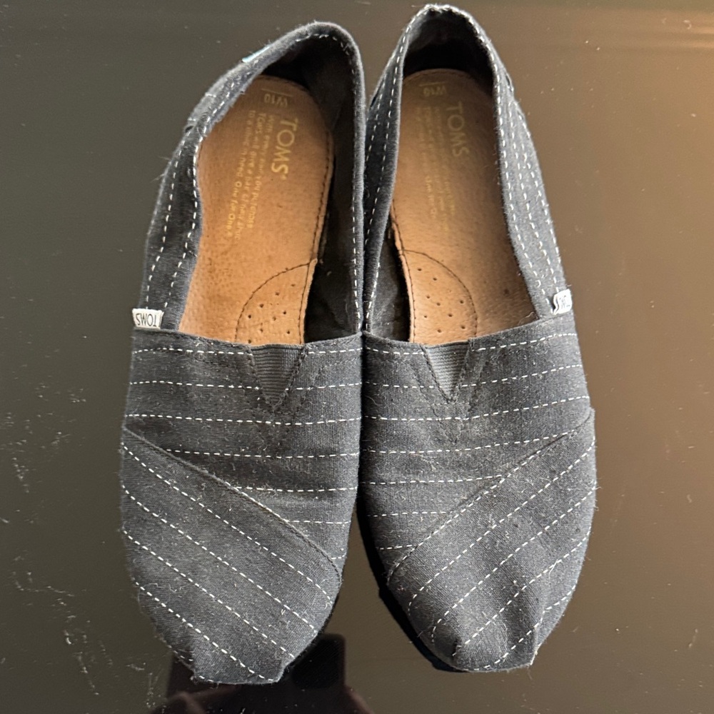 TOMS Black Pinstripe Women's Loafers